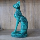 Vtg Malachite Stone Bastet Cat Statue 20cm - Egyptian Goddess Hand Carved Art