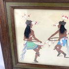 Vtg Navajo Native American Framed Art Painting Signed Nelson Feather Dance 70s