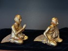 Early 20th Century Burmese Gold Gilt Wood Monk Figurines