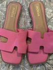 Soda Women   s Pink Slide Sandals Open Toe Slip On Solid Synthetic Us 8 5