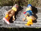 Vintage Flocked Donald And Daisy Duck Action Figure Toys  Vintage Flocked Donald