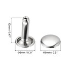 100 Set Leather Rivet 8mm Double Cap Rivets 12mm Height Studs Silver