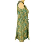 Vintage 1960s Dress Dress Size Xs Green Yellow Floral Sleeveless Fabric Buttons