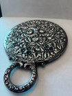 Antique Art Nouveau Repousse Floral Sterling Silver Hand Mirror