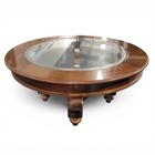 Vintage Round Glass Top Wood Coffee Table Traditional - Local Pickup Only