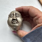 1pc Chinese Old White Copper Carved Buddha Head Statue