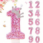 1 Pc Pink Number Birthday Candle Princess Crown Cake Topper Party Decoration