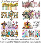 Jesus Faith Uv Transfer Sticker 8 Sheet Waterproof 3d Cup Wraps Stickers For 16o