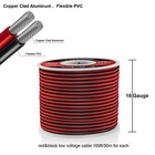 100ft 18 Awg Electrical Wire  Dc Hookup Red Black Copper Stranded Auto 2 Cord