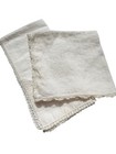 Vtg White Crochet Edge Hankies Set Of 2 Linen Handmade Lace Trim Wedding  11 16   
