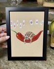 Original    spicy Boi    Colored Pencil Drawing  Pepper  Frog  Frog Butt  6x8inch