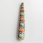 Antique Chinese Finger Guard Silver Coral Turquoise Gold Filigree Brooch