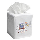  Square Tissue Box Cover  Linen cotton Fabric Tissue Charming Elephant  Blue