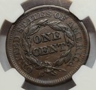 Choice 1846 Braided Hair Large Cent  small Date  1c Ngc Au-55 Bn Sharp Details