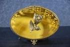 Gold Filigree Ormolu Jewelry Box Casket Wit Beveled Glass   Rose Top Vintage