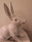 Antique Cast Iron Garden Bunny  Hubley  Kramer Rabbit White Paint Doorstop 13lbs