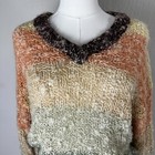 Vtg Rainbow Sweater Tuareg Striped 70   s Puff Sleeve Neck Retro Vintage Size S 