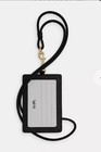 Nwt Coach Lanyard Id Card Case Black Pebbled Leather