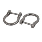 20mm Inner Width Metal U Shaped Screw Mounted Buckle D Ring Black 2pcs