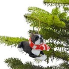 Sandicast Boston Terrier With Red And White Scarf Christmas Ornament Small Size