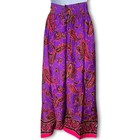 Vintage Women s Handmade Paisley Psychedelic Maxi Skirt Purple Pink Groovy Sz Xs