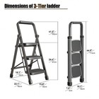Heavy-duty 3-step Portable Folding Ladder 330 Lb Capacity Non-slip Red