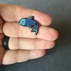 Blue Glitter Fish Soft Enamel Pin  Indie Art Lapel Pin  Quirky Ocean Accessory
