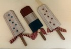 6 5  Handmade Primitive 4th Of July Americana Wood Popsicles   3 Piece Set