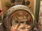 Vintage Farberware pink Depression Glass 3 Section Divided Dish w chrome Trim 