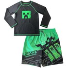 Minecraft Boy Rash Guard Shirt   Shorts 2 Pc Upf-50  Rash Guard Swim Set U Pick