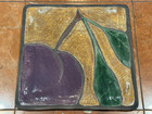 Romy   Clare Folk Art Pottery Plum 11 25  Square Platter Tray Handmade Fenton Xx