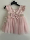 Couture Princess Pink Fit   Flare Party Dress 18m Girls Pearl Bow Tulle