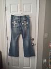 Evolu Jeans Women s Size 24 Blue Bootcut Cross Embroidered Studded Denim