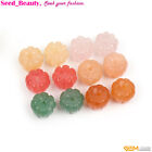 4pcs Natural Gemstone Hand Carved Plant Flower Charms Beads For Jewelry Making 