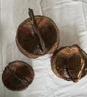 Vintage Primitive Egg Baskets Woven Buttocks Gathering Farmhouse Cottage Country