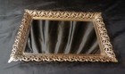 Vintage Gold Metal Filigree Flower Mirror Vanity Tray Ornate 13  X 9  Rectangle 