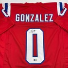 Autographed signed Christian Gonzalez New England Red Football Jersey Bas Coa