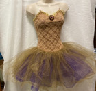Victorian Flair European Ballet Costume Plum A gold Tulle Organdy Ladies Szs