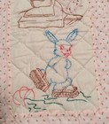 Darling  37  X 46  Nursery Rhyme Quilt Peter Rabbit Vintage Squirrel Pink Girls