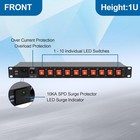 10 Outlets 1u Horizontal Pdu Network Rackmount Power Strip 10-outlet-surge 