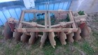 Vintage Steel Push Plow   Frame   Wheel  Antique