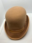 Nos 6x Beaver Camel Derby Bowler Hat Size 7 Made In Usa Hartmeyer Saddlery Vtg