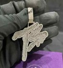 3 Ct Real Moissanite Customized Any Two Letters Pendant 925 Sterling Silver