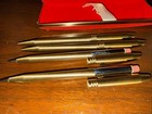 Lot Of 2 Vintage Centennial Pen   Mechanical Pencil Set Gold Tone Red Velvet Box