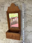 Antique Wood Farm House Wall Mirror With Shelf  Pyrography Scene