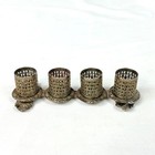 Vtg Ornate Gold Tone Lipstick 4 Tube Holder Filigree Mid Century