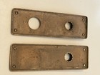 Vintage Solid Brass Door Knob Back Plate Pair 8  X 2-1 2    - Old Salvaged Decor