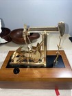 Vintage Oil Pump Model Brass With Wood Base 