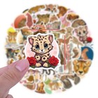 60pcs Cheetah Themed Stickers  Cute Wild Cat Waterproof Vinyl Roll 