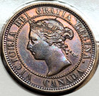 1884 Canada Large Cent Uncirculated Rb Obverse 2 Var  Rev  Cuds Queen Victoria